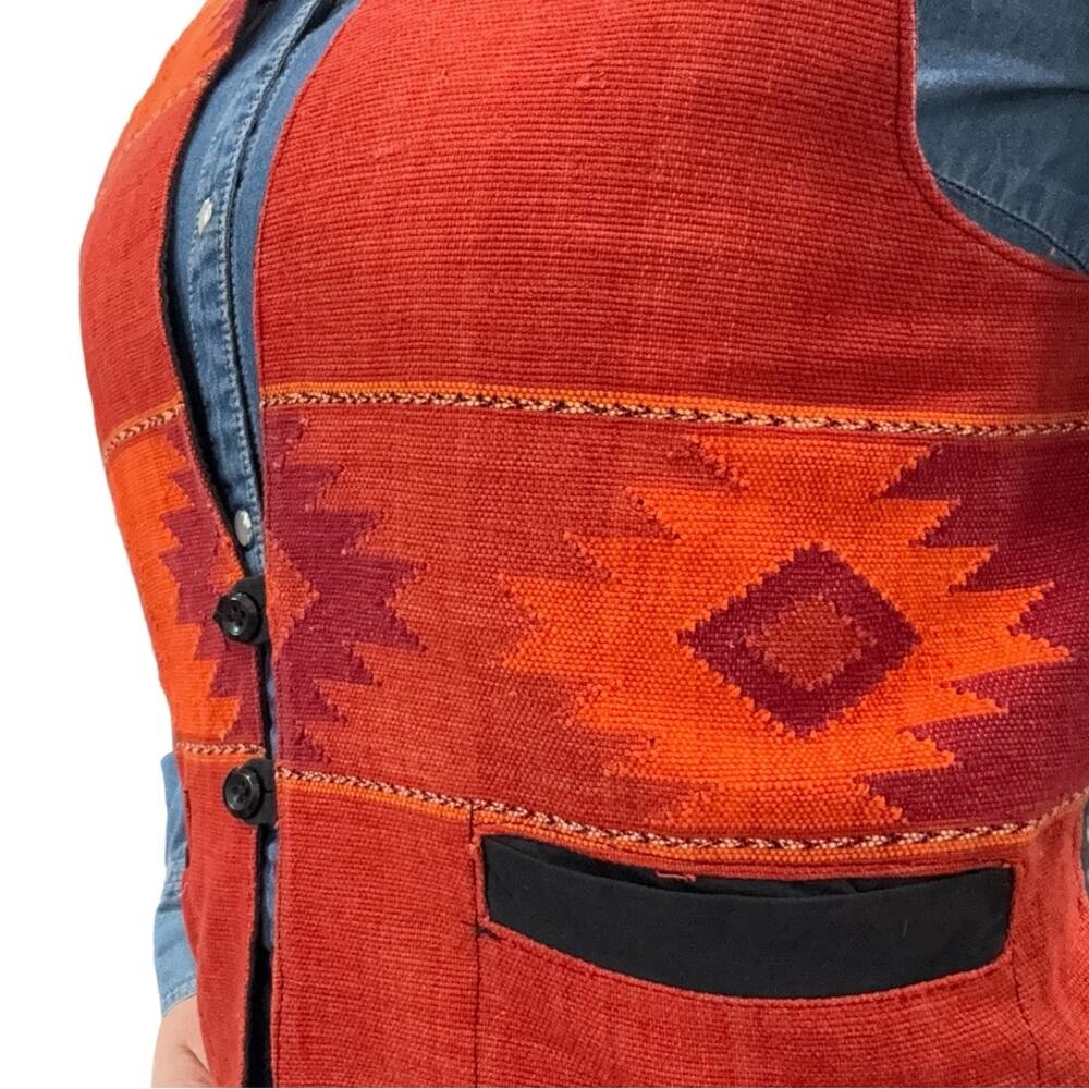 Western Vintage Large Vest Native Indian Woven Medicine Man’s Eye - Picture 5 of 16